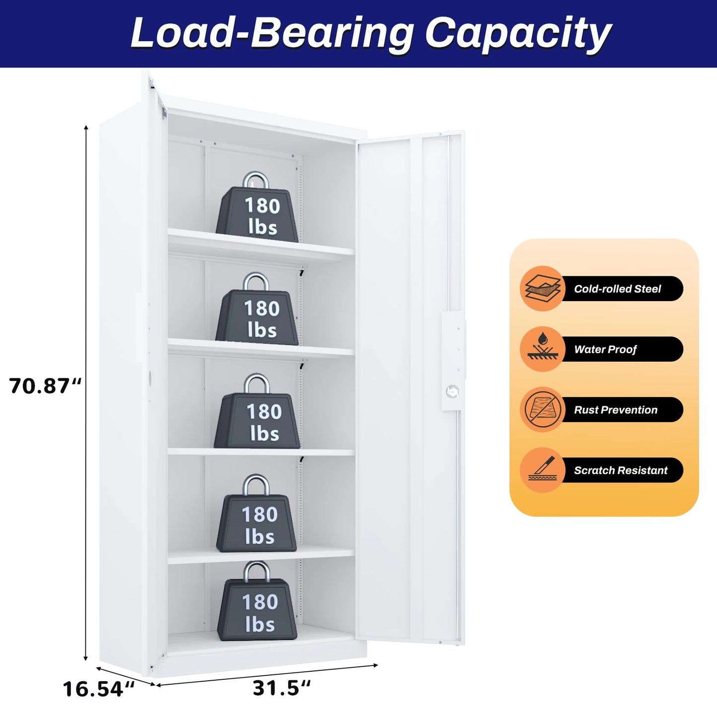 Metal Cabinet for Garage Storage Organization Industrial Utility Cabinet with Adjustable Shelves