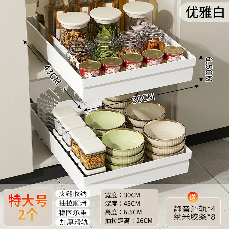 Heavy-Duty No-Drill Magic Tray Slide-Out Organizer for Cabinets