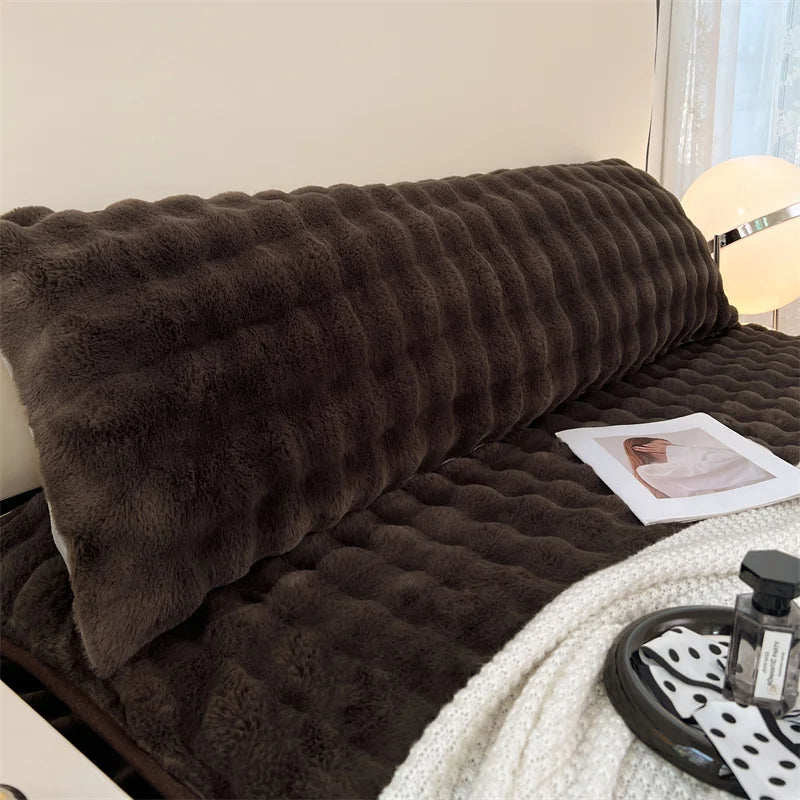 1pc solid-color plush pillow long pillowcase, soft and comfortable fabric