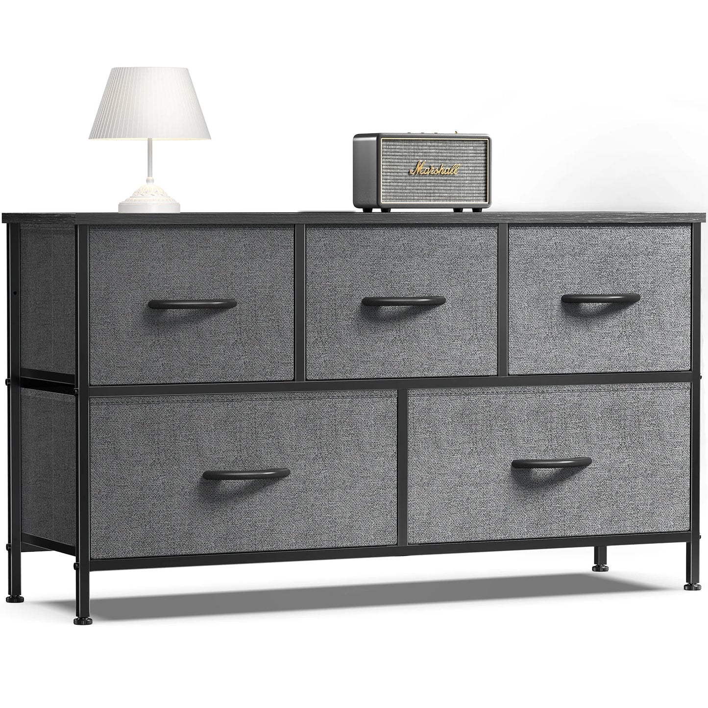 JHK Cabinet Layers With 5 Fabric Drawers Wardrobe Steel Frame Storage Dresser