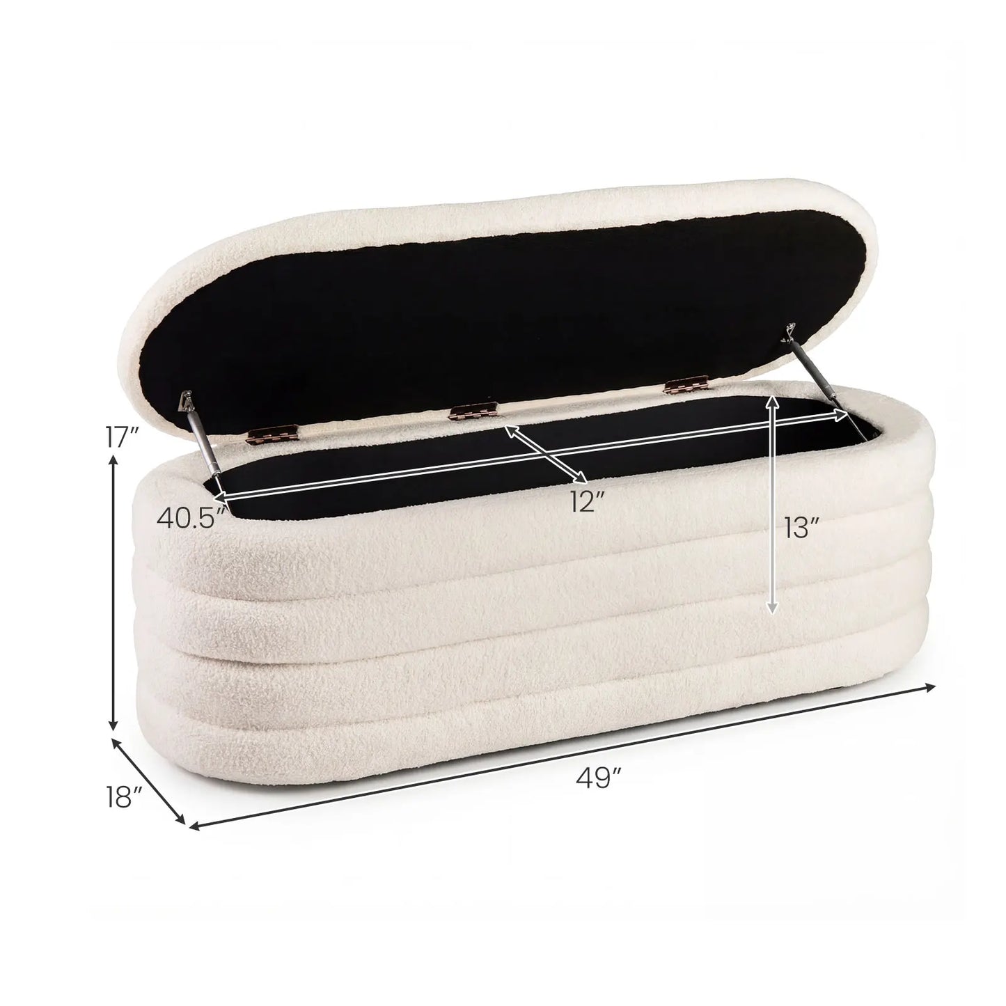 Upholstered Fabric Storage Ottoman Bedroom Bench,