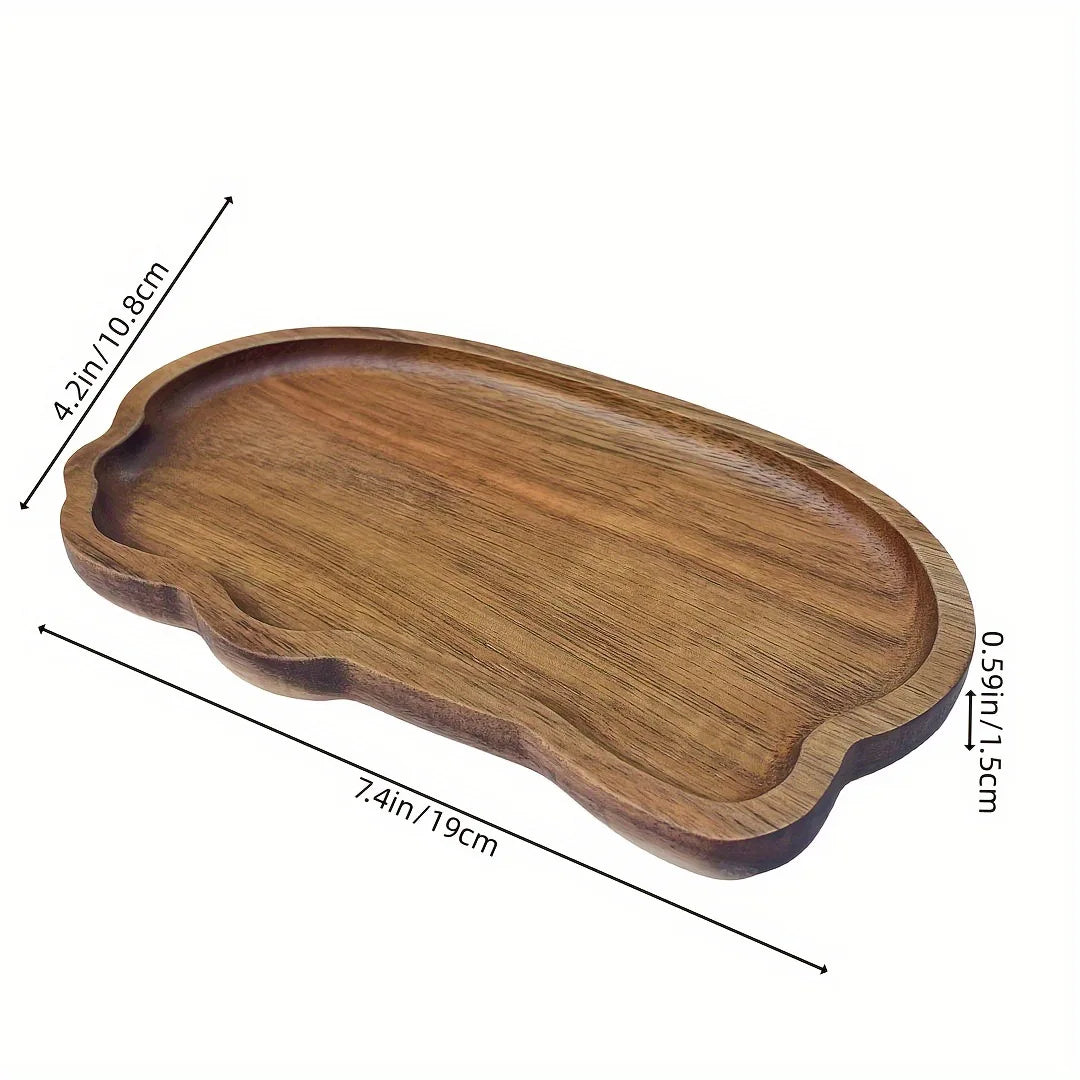 Japanese solid wood fruit plate multi-size high-value snack plate