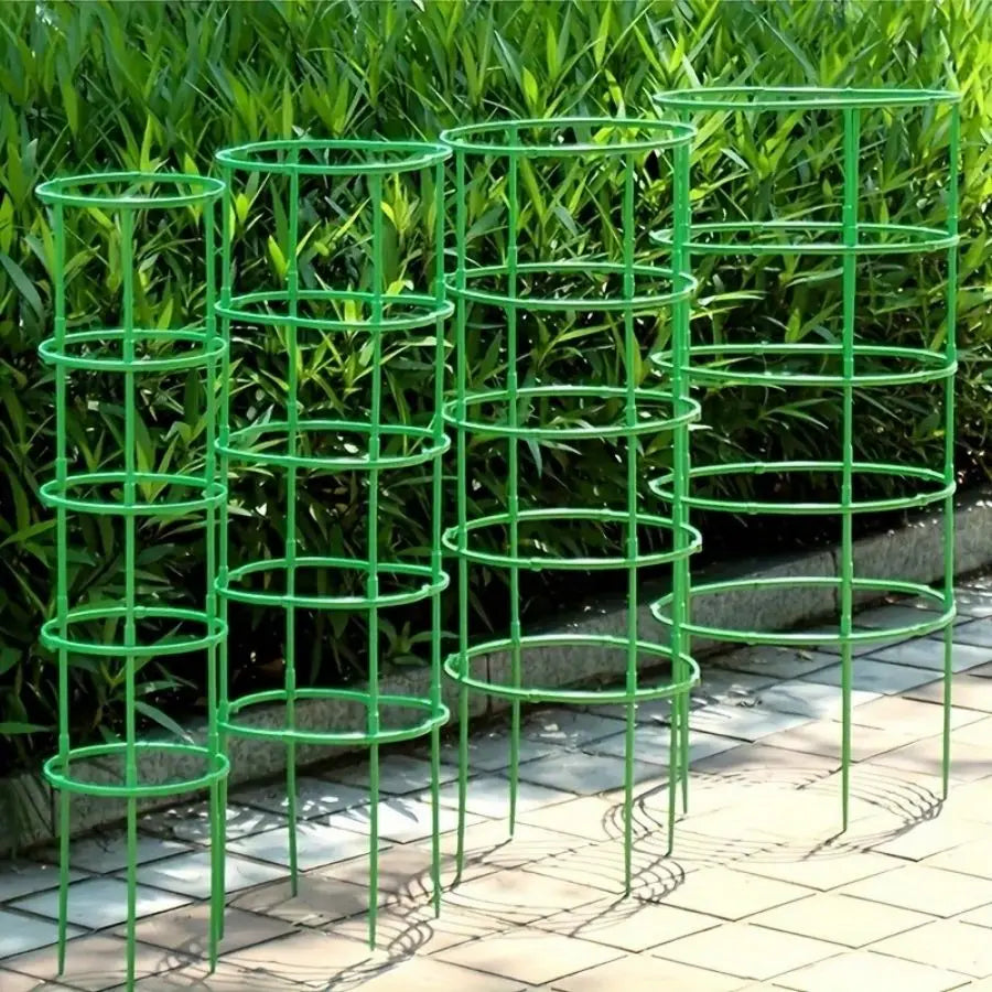18 Pcs/set 6 Layers Plant Stakes Round Plant Support Ring Plastic Plant Cage Holder Climbing Trellis