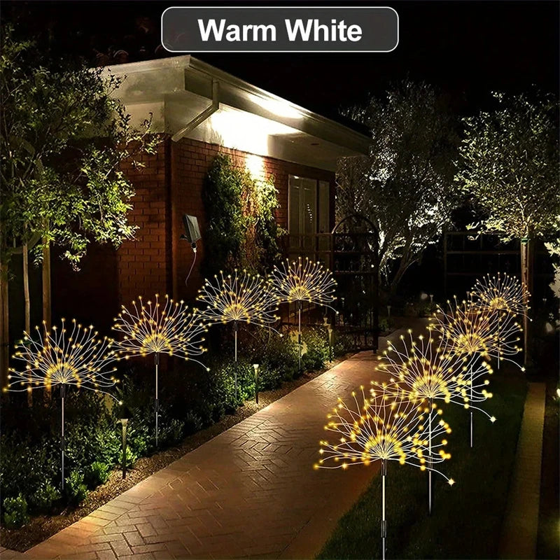 Solar Firework Light Outdoor Decor Waterproof 8 Lighting Modes Fairy Yard Lawn Patio Landscape