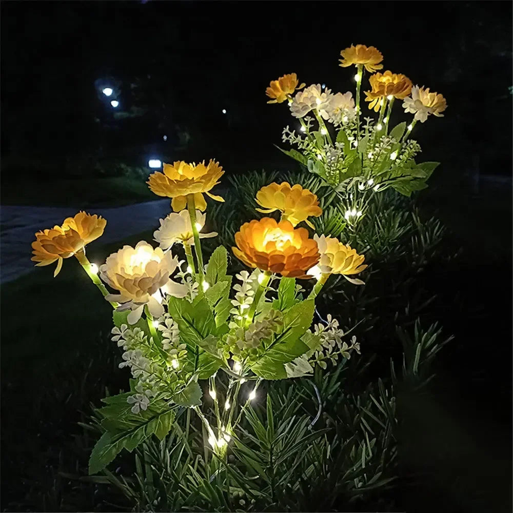 Solar Garden Light Snow Lotus Flower Lawn Lamp for Yard Patio Flower