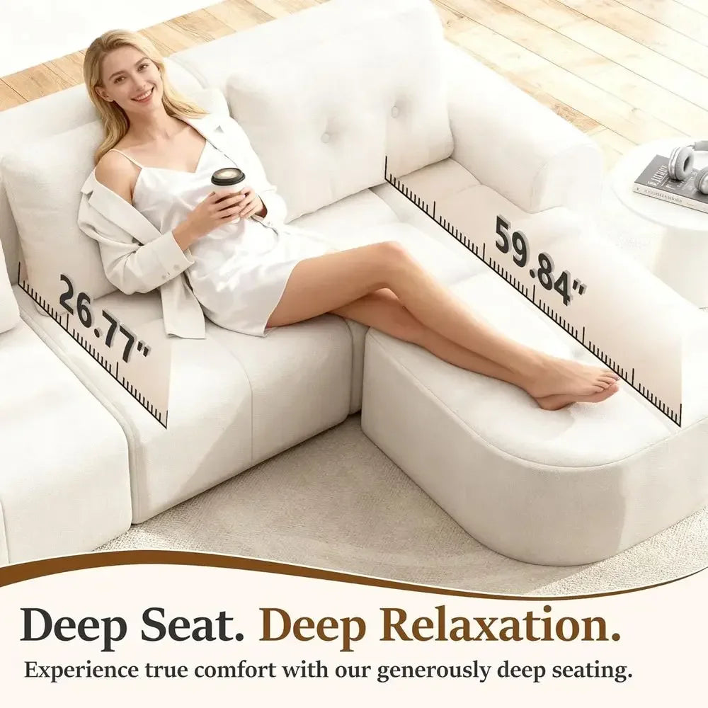 Convertible L-Shaped Sectional Couch with Deep Seating, High-Density Memory Foam, Chaise, and Pet-Friendly Fabric
