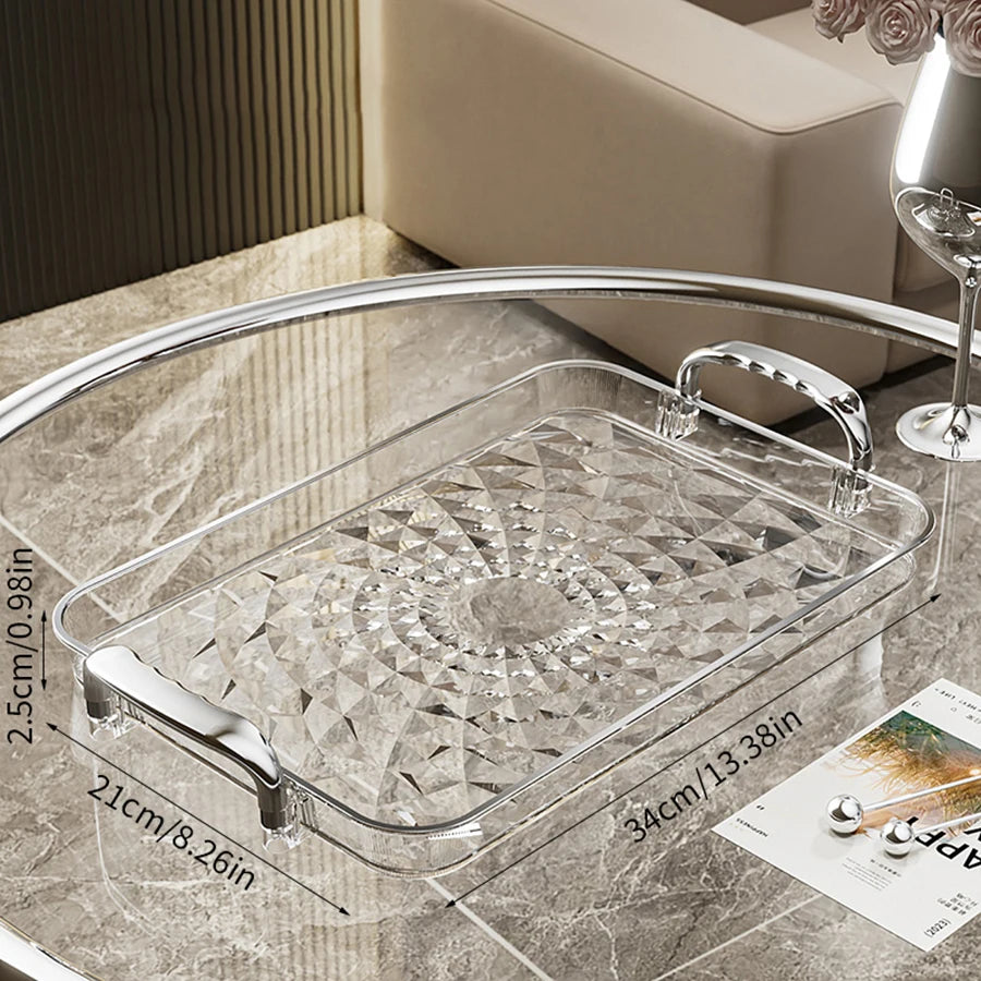 WORTHBUY Light Luxury Clear Serving Tray Plastic Fruit Dessert Tray