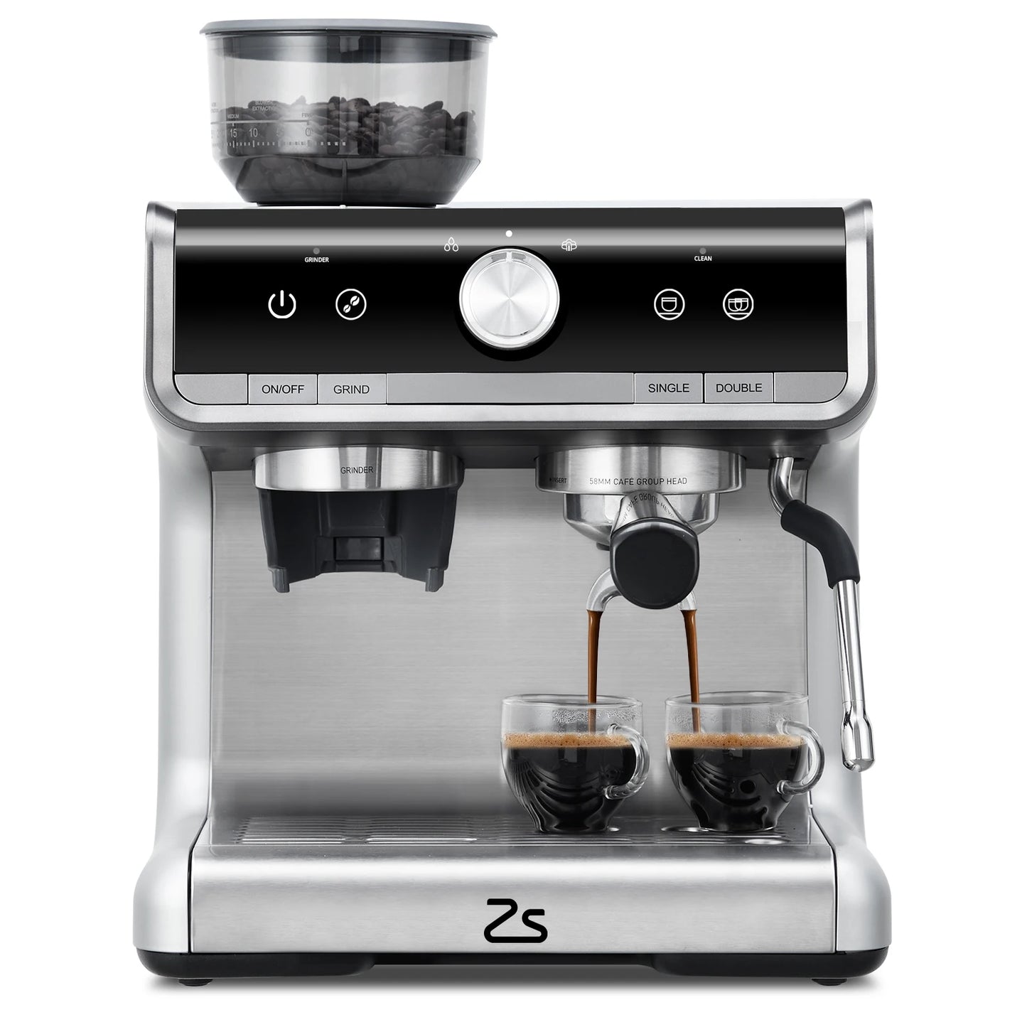Espresso Machine with Grinder, Professional with Milk Steam 20 Bar Barista Cappuccino Machine