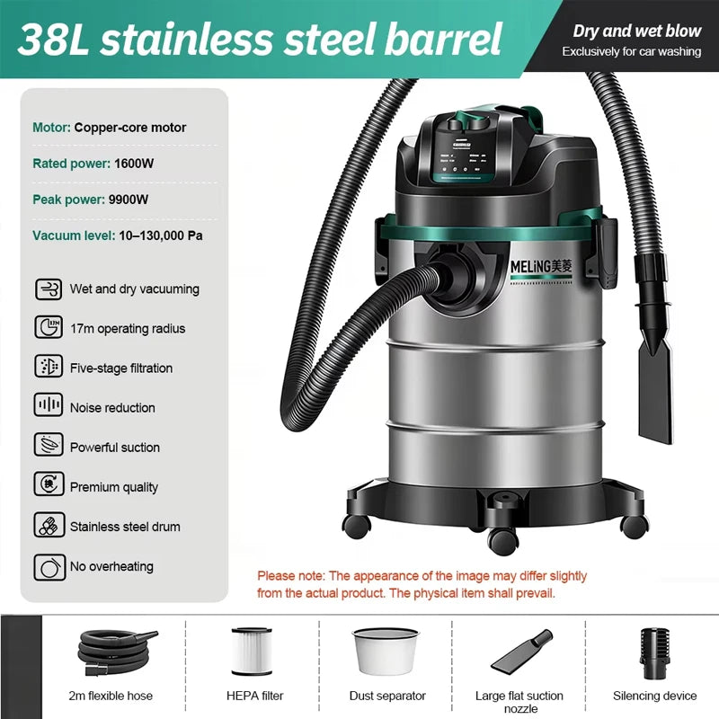 High-Power Vacuum Cleaner for Car Home Commercial Use Wet And Dry Large Shop Vacuum Bucket