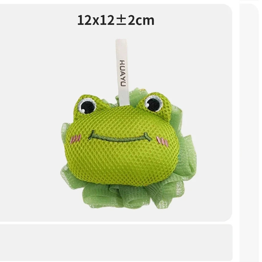 Cute Cartoon Bath Pouf, Shower Sponge Scrubber Loofah for Gentle Exfoliating & Rich Lather