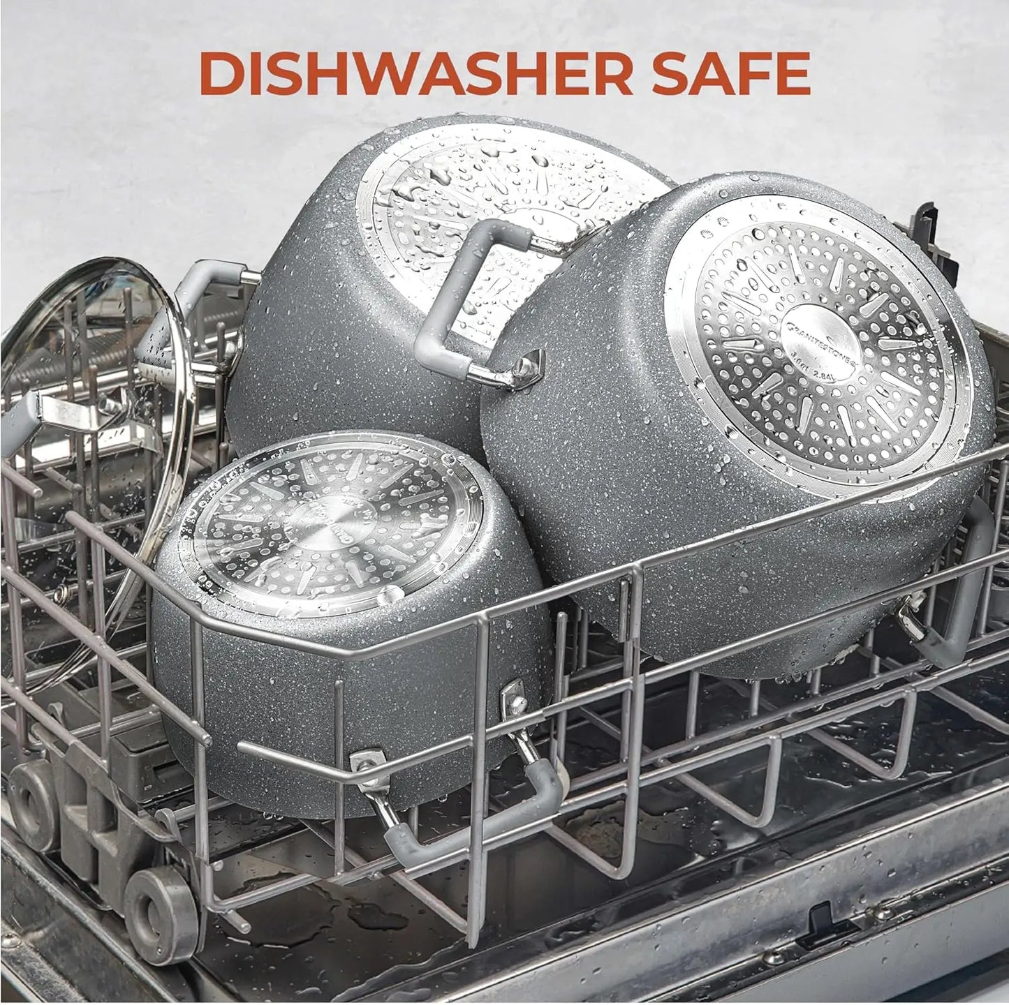 Gray Nonstick Pots and Pans Dishwasher Safe and Toxin Free