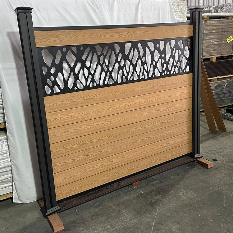 Easy Installation UV-Stable Outdoor Composite Garden Wood Fence Sets Panel and Fence Posts