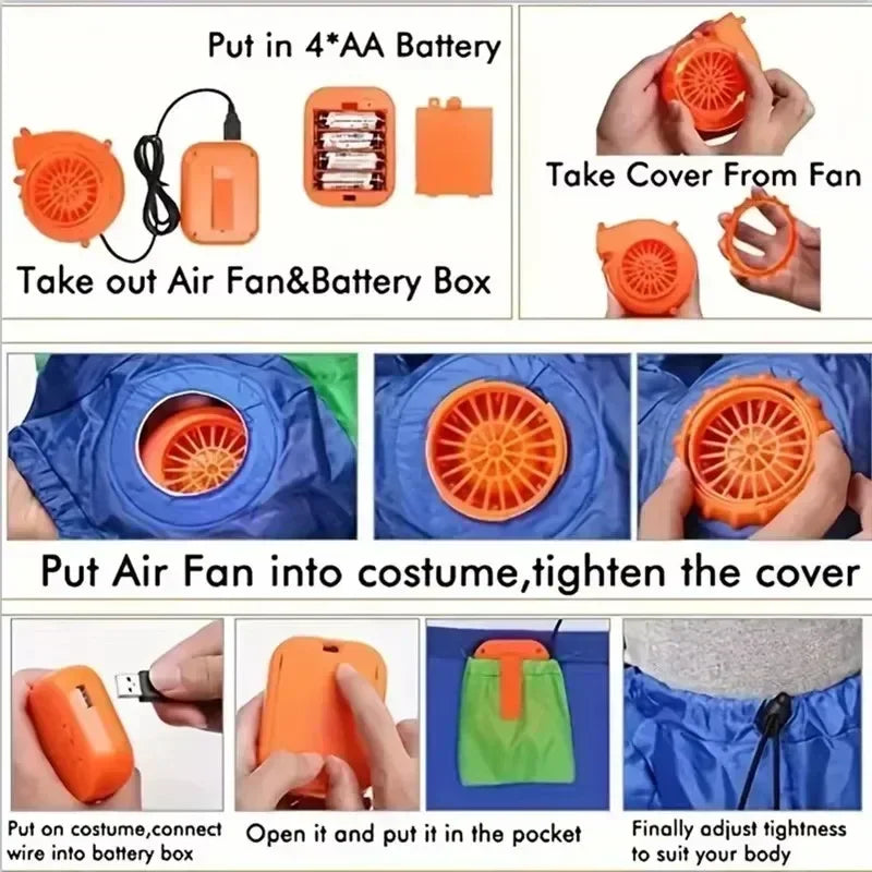 Inflatable Bee Costume for Adults Funny Bumblebee Cartoon Insect Mascot Suit with Blower Fan Battery Powered Halloween Party