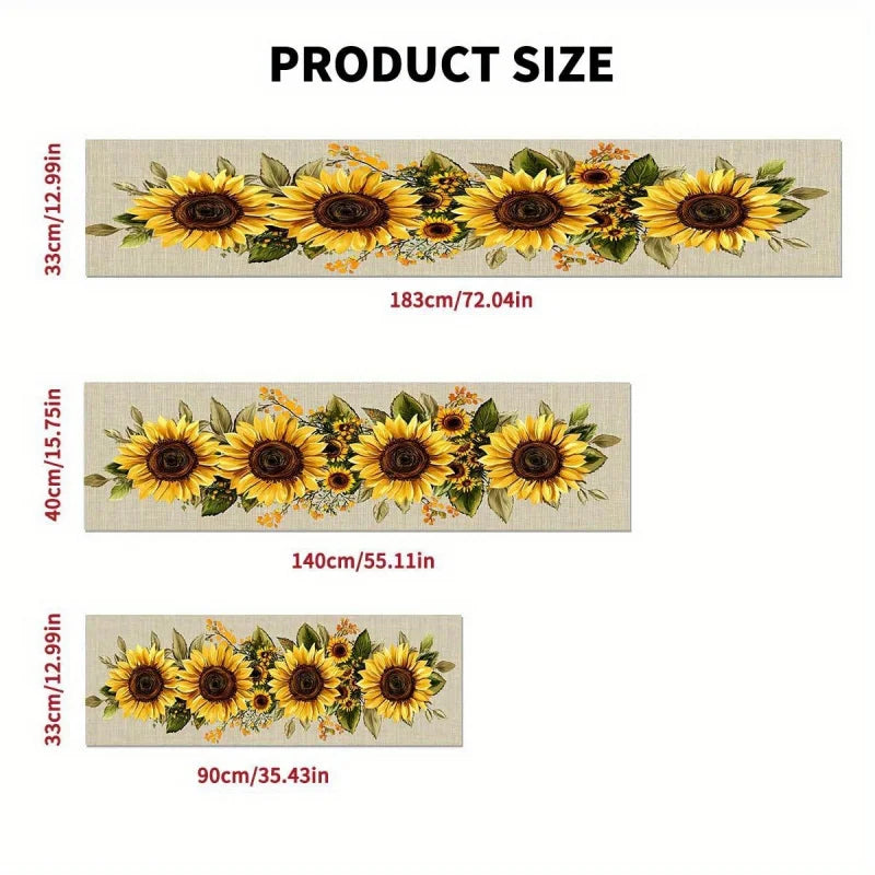 Sunflower Country Style Table Runner Polyester Fiber Farmhouse Autumn Table Decoration