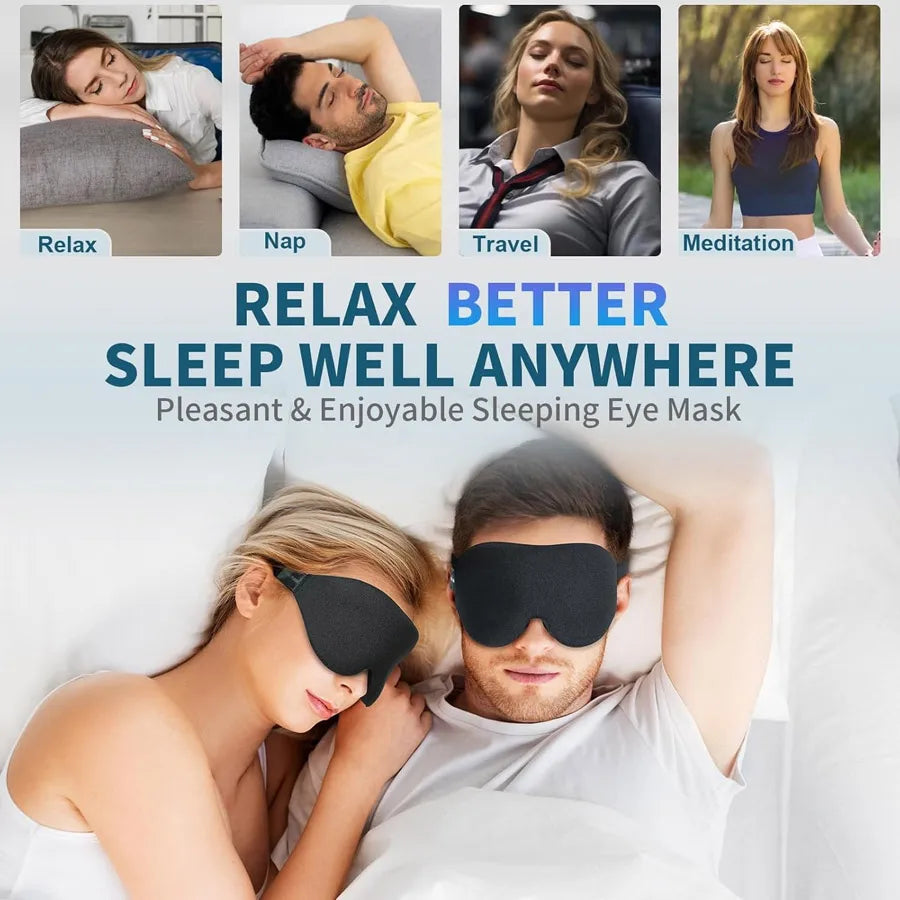 Unisex 3D Contoured Sleep Mask, Groove Molded Design Memory Foam Light Blocking Eye mask