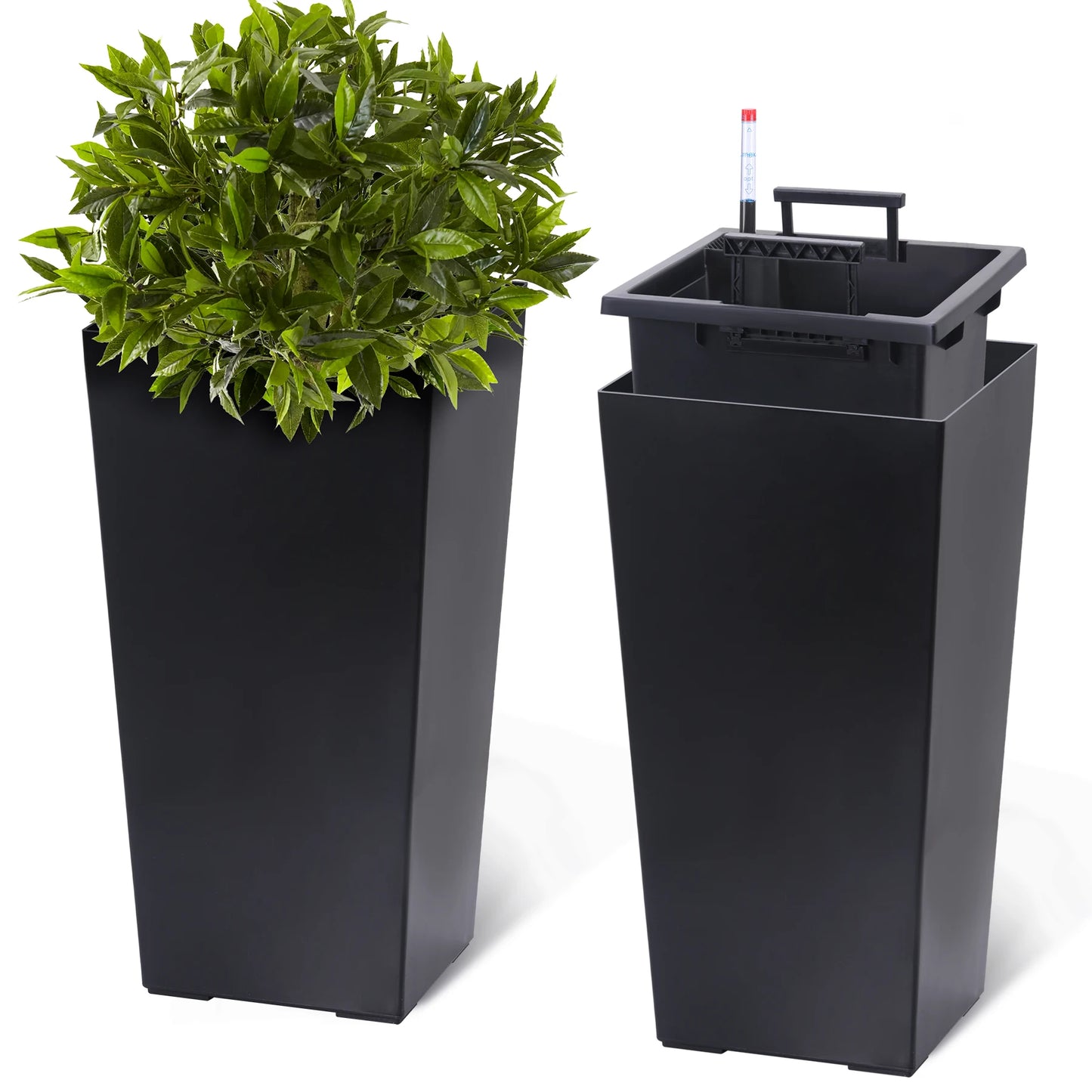 2pcs Planters Outdoor an Indoor High Planter Pots with Drainage Holes Auto Watering