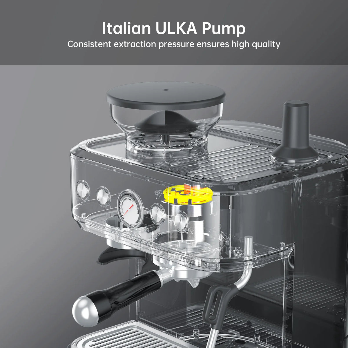 Espresso Machine with Milk Frother and Grinder, 15 Bar Automatic Espresso, 2.5L Water Tank