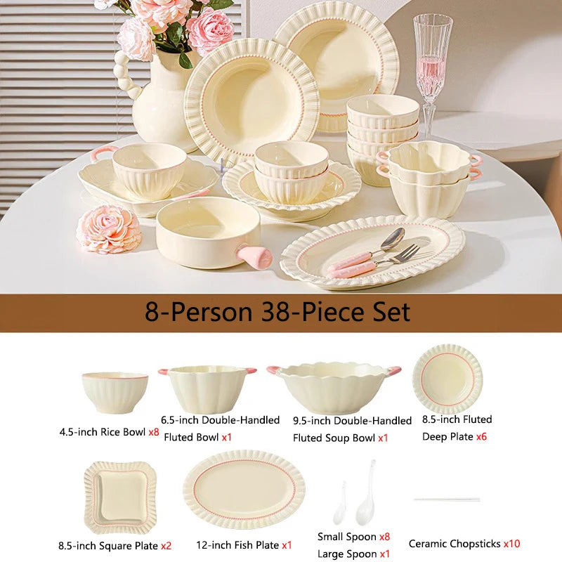 Dinner sets kitchen bowl porcelain noble for 2-10 people serving table