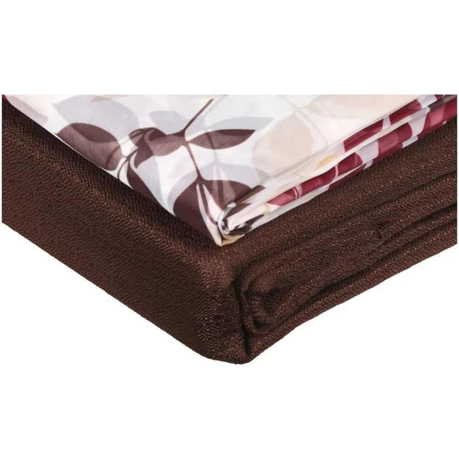 Curtain and Sheers Set 4 Panels Brown 27.5" W x 84 L
