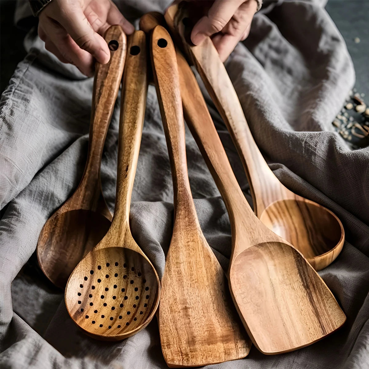 5PCS Wooden Kitchen Utensils Kit
