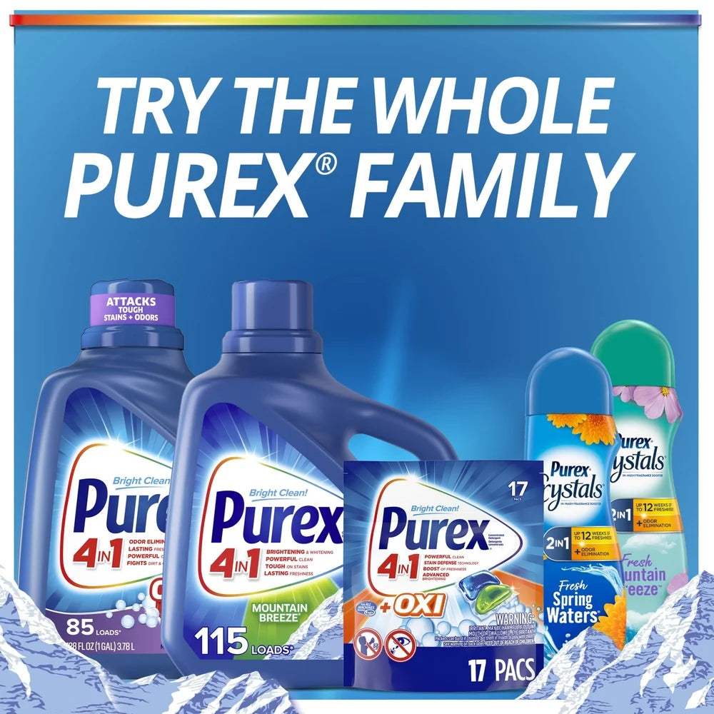 Liquid Laundry Detergent Mountain Breeze 250oz 192 Loads Stain Fighting Bright Clean