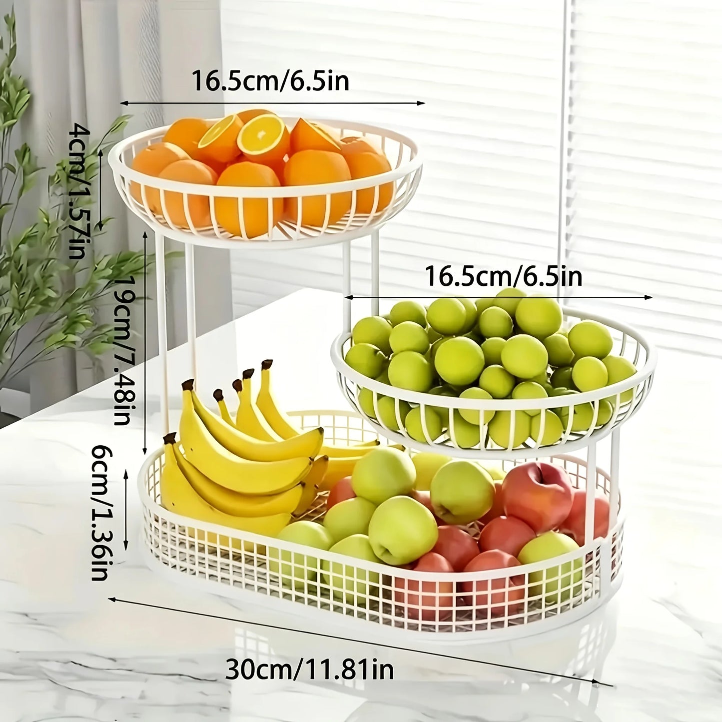 3-Tier Fruit Basket Stand – Durable Metal Cake Display Rack, Party