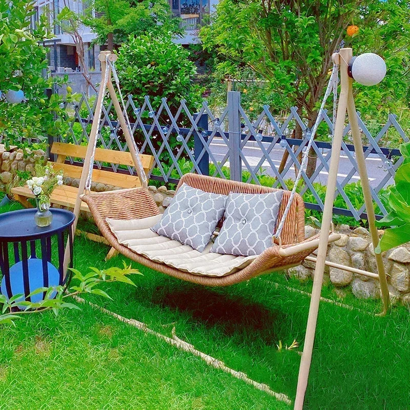 Bracket Outdoor Balcony Double Swing Chair Leisure Villa Patio Garden Hanging Basket Outdoor Furniture