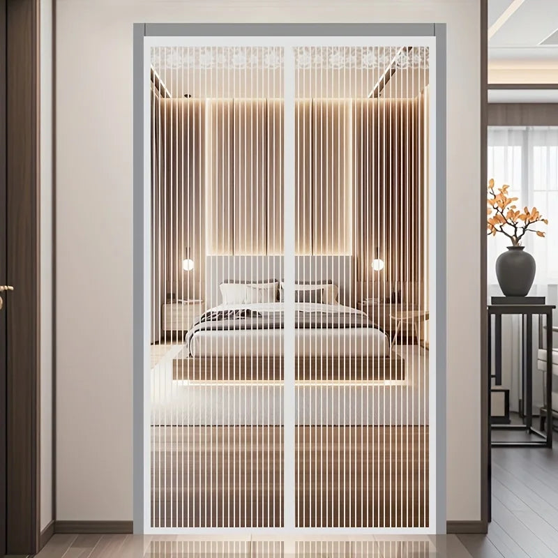White Striped Magnetic Mosquito Net Curtains Designed for Summer to Keep Insects