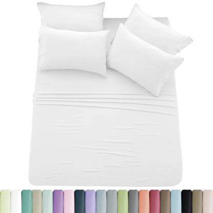 Lux Décor 6pc Solid Sheet Set - Brushed Microfiber Bed Sheets 16 Inches Deep Pockets