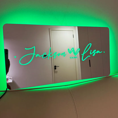 Custom Couple Name LED Mirror Light - Personalized Neon Nightlight