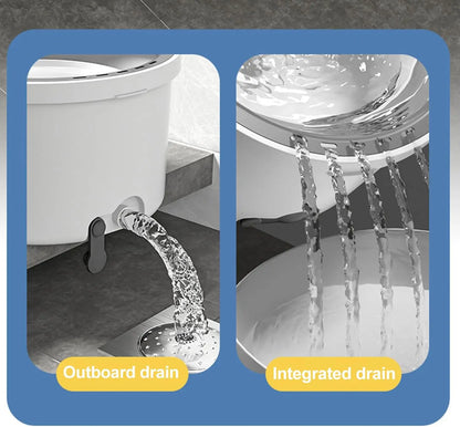 Round Flat Mop Bucket Set with Adjustable Handle–Dirty/Clean Water Separation Spin Mop and Bucket