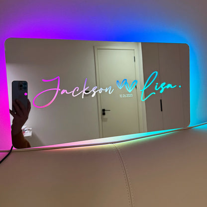 Custom Couple Name LED Mirror Light - Personalized Neon Nightlight