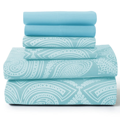 6Pc Paisley Sheet Set – Soft Microfiber, Wrinkle-Free, Luxurious Printed Bed Sheets