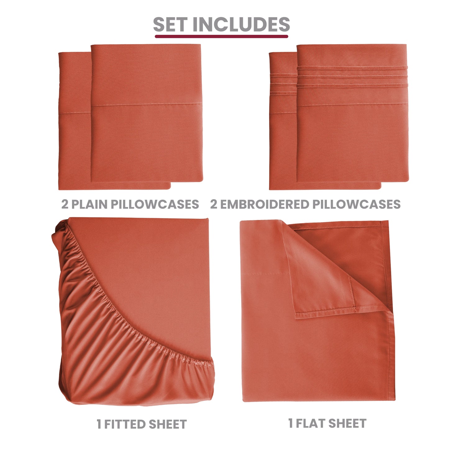 Lux Décor 6pc Solid Sheet Set - Brushed Microfiber Bed Sheets 16 Inches Deep Pockets
