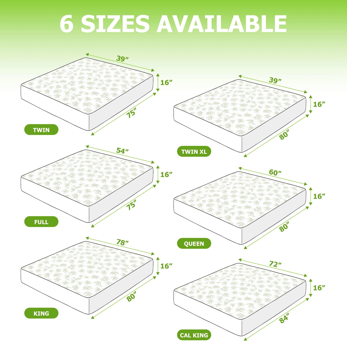 Mattress Protector, Cooling from Bamboo Viscose, 100% Waterproof - Fitted Sheet Style, Deep Pocket