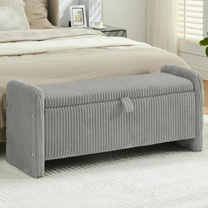 44'' Corduroy Storage Ottoman Bench, Upholstered End of Bed Storage Bench