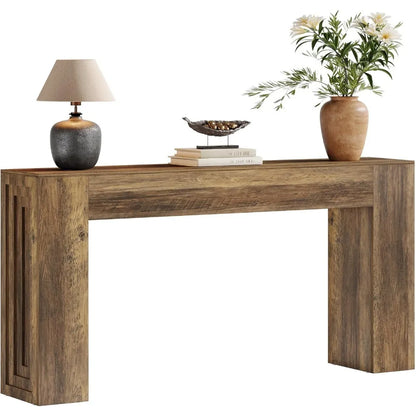 Entryway Table, 63-Inch Farmhouse Console Table Narrow Sofa Table