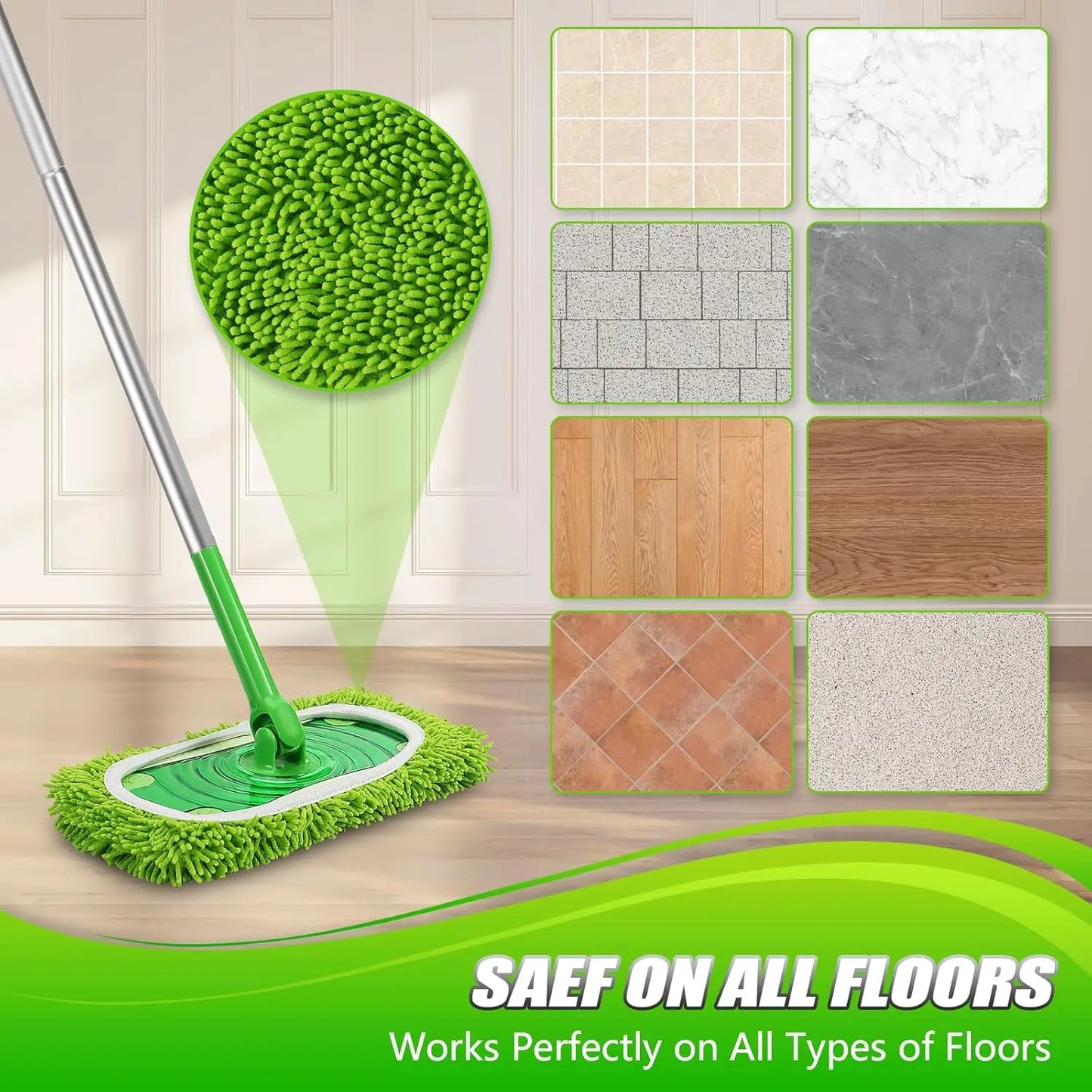 6Pcs Washable Microfiber Flat Mop Pads - Replacement Cloths for Wet Mopping, For Hardwood and Tile Floors