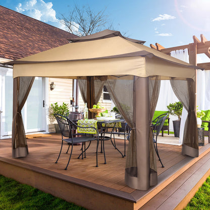 11x11ft Pop Up Pavilion with Mosquito Netting Outdoor Canopy Tent with Carry Bag