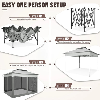 11x11ft Pop Up Pavilion with Mosquito Netting Outdoor Canopy Tent with Carry Bag