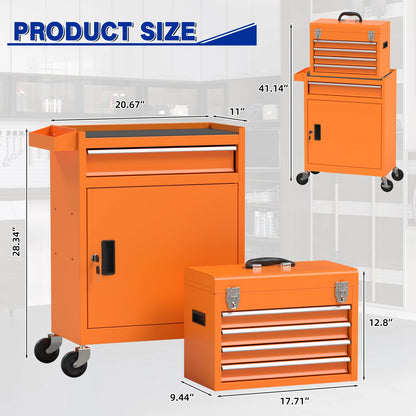 Tool Cabinet with Universal Lockable Wheels with Detachable Top Box for Workshop