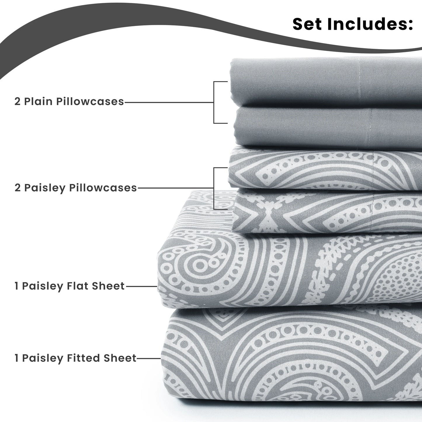 6Pc Paisley Sheet Set – Soft Microfiber, Wrinkle-Free, Luxurious Printed Bed Sheets