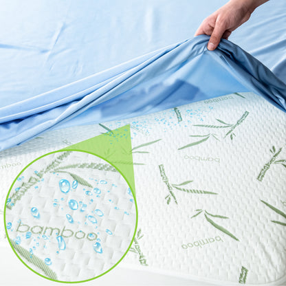 Mattress Protector, Cooling from Bamboo Viscose, 100% Waterproof - Fitted Sheet Style, Deep Pocket