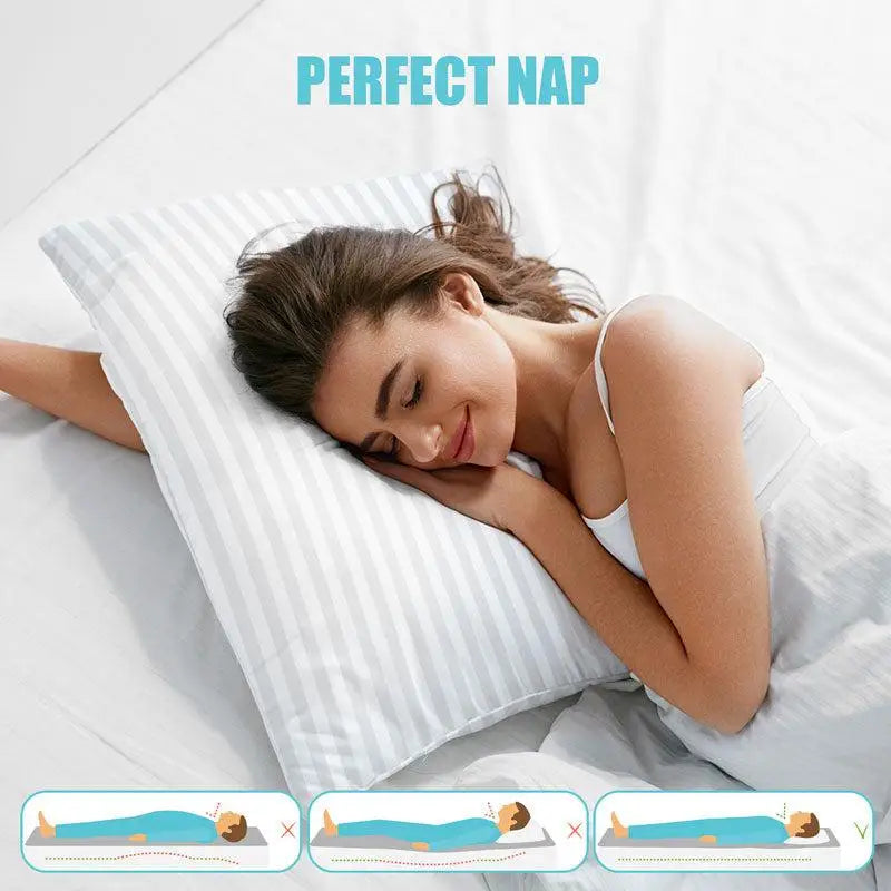 Stripe Pillows Set of 2 – Down Alternative Bed Pillows for Sleeping – Soft & Supportive Hotel Quality