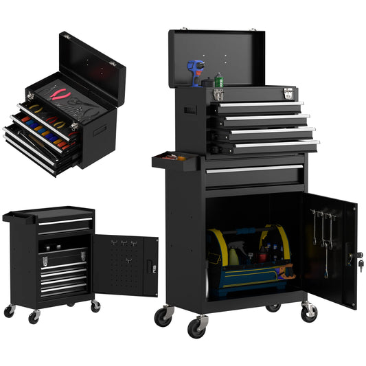 Tool Cabinet with Universal Lockable Wheels with Detachable Top Box for Workshop