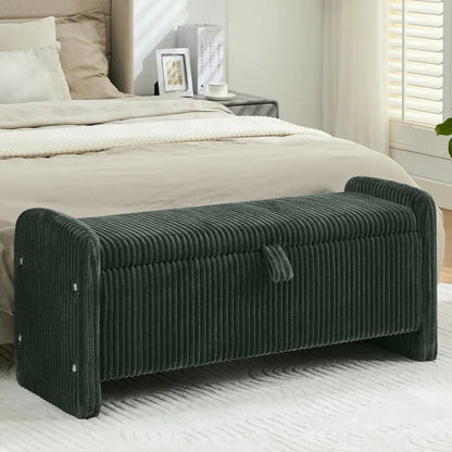 44'' Corduroy Storage Ottoman Bench, Upholstered End of Bed Storage Bench