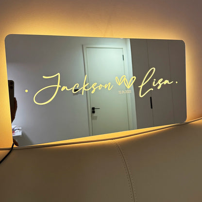 Custom Couple Name LED Mirror Light - Personalized Neon Nightlight