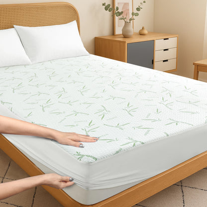 Mattress Protector, Cooling from Bamboo Viscose, 100% Waterproof - Fitted Sheet Style, Deep Pocket