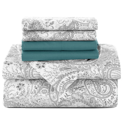 6Pc Paisley Sheet Set – Soft Microfiber, Wrinkle-Free, Luxurious Printed Bed Sheets