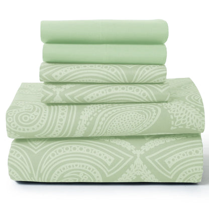6Pc Paisley Sheet Set – Soft Microfiber, Wrinkle-Free, Luxurious Printed Bed Sheets